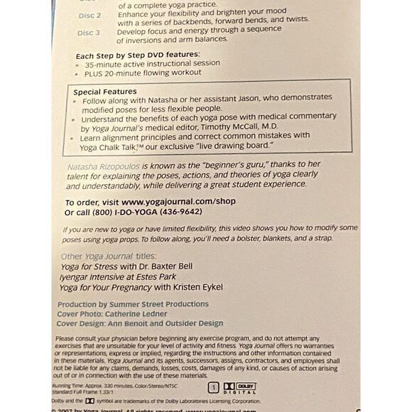 Yoga Journal Step by Step 3 DVD Set ~ Natasha Rizopoulos - Picture 10 of 10